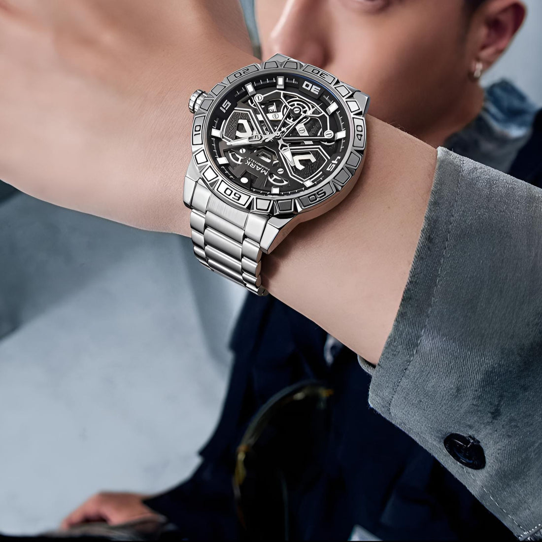 Luxury Mark Fairwhale VELTORA 5940 watch on wrist – executive men’s stainless steel business timepiece