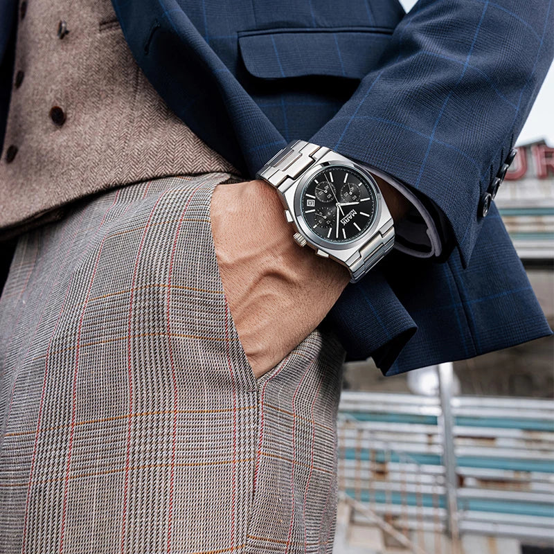 Luxury quartz chronograph watch with calendar by Mark Fairwhale