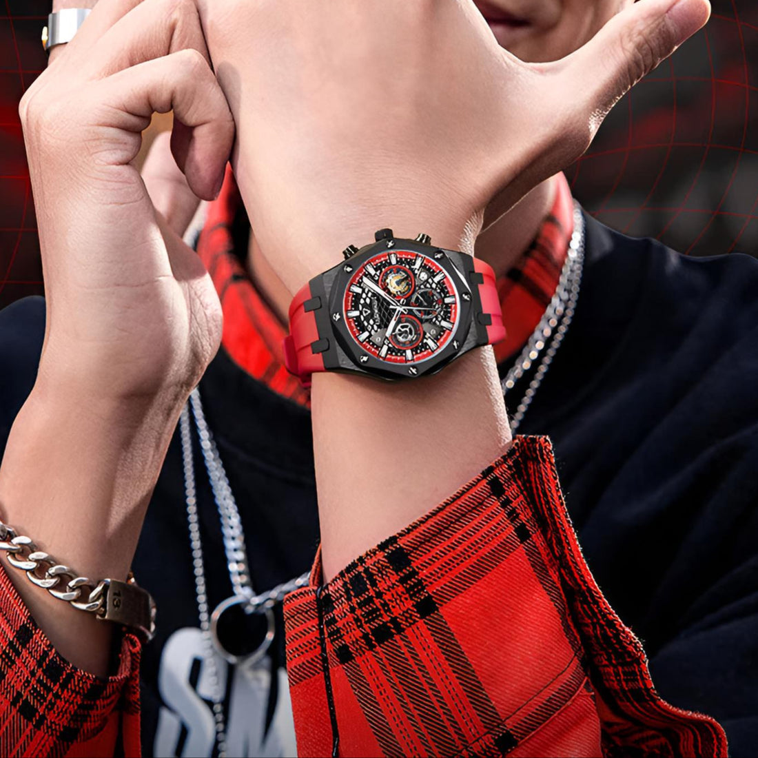 Mark Fairwhale 5660 VLARIL men’s chronograph watch with black octagonal case and luminous dial