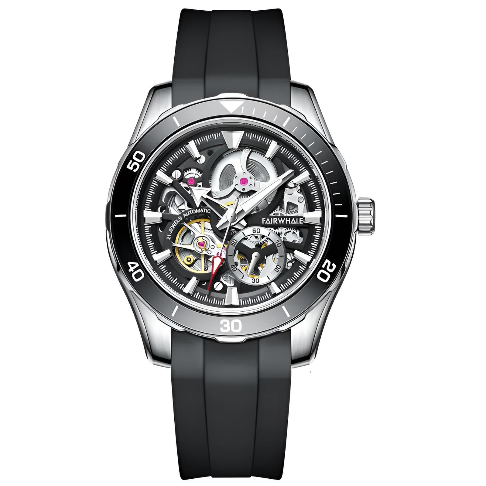 Mark Fairwhale AETREON Onyx Shadow – Dark stainless steel automatic tourbillon watch with glowing green accents and sport-luxury design