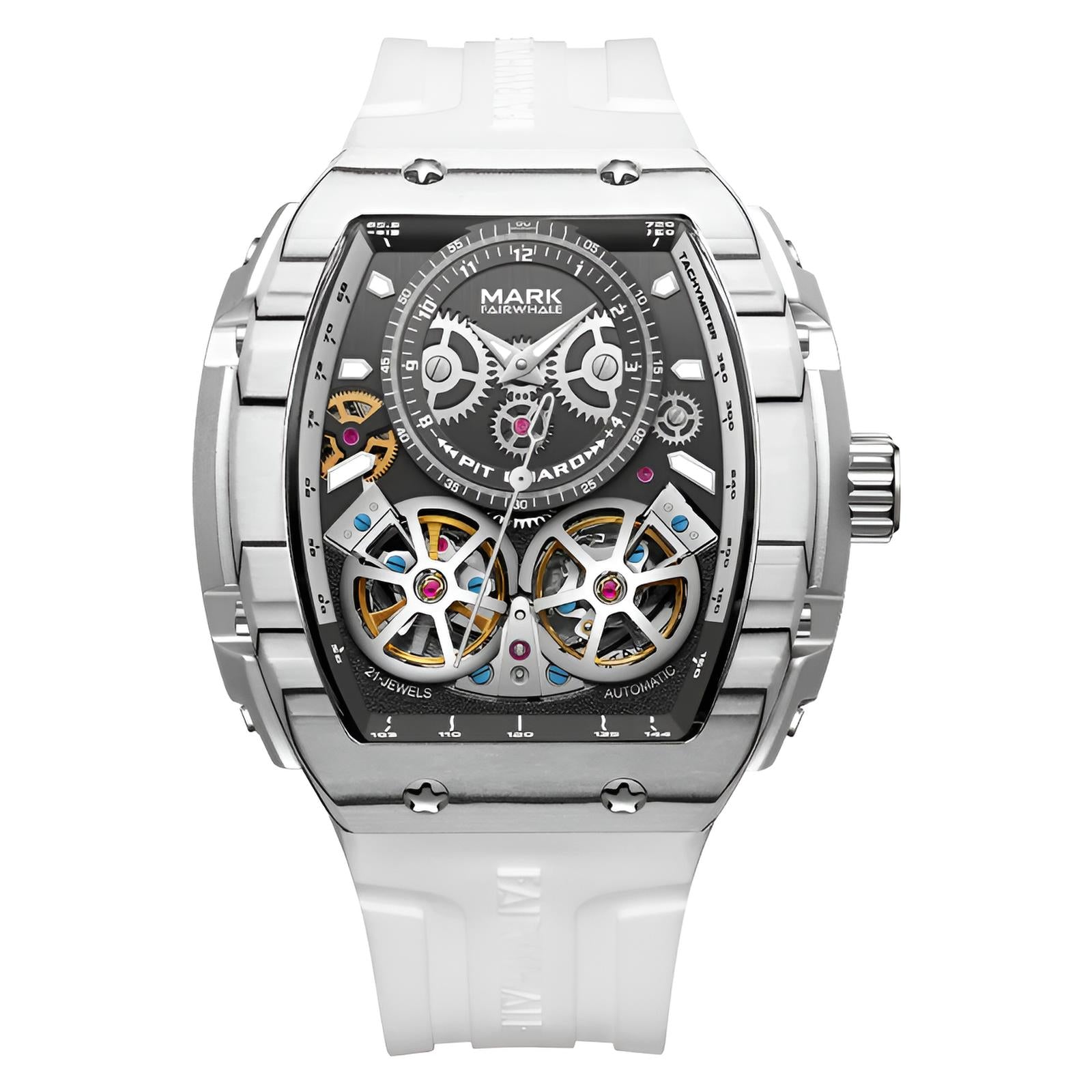 Mark Fairwhale CARBONIX Titanium Frost – Gunmetal carbon fiber tonneau watch for men, lightweight automatic movement with minimalist design