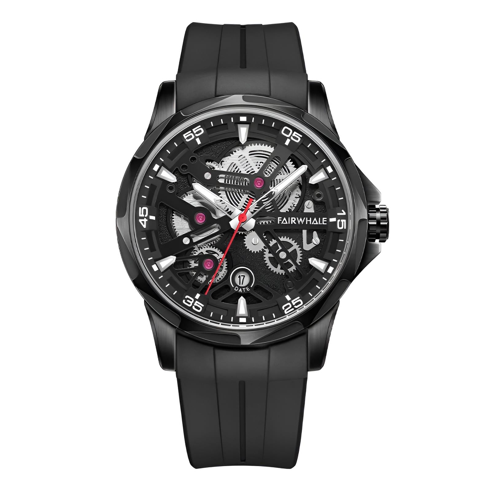 Mark Fairwhale IRIDIA Obsidian Axis – Matte black stainless steel watch with numberless dial and self-winding movement