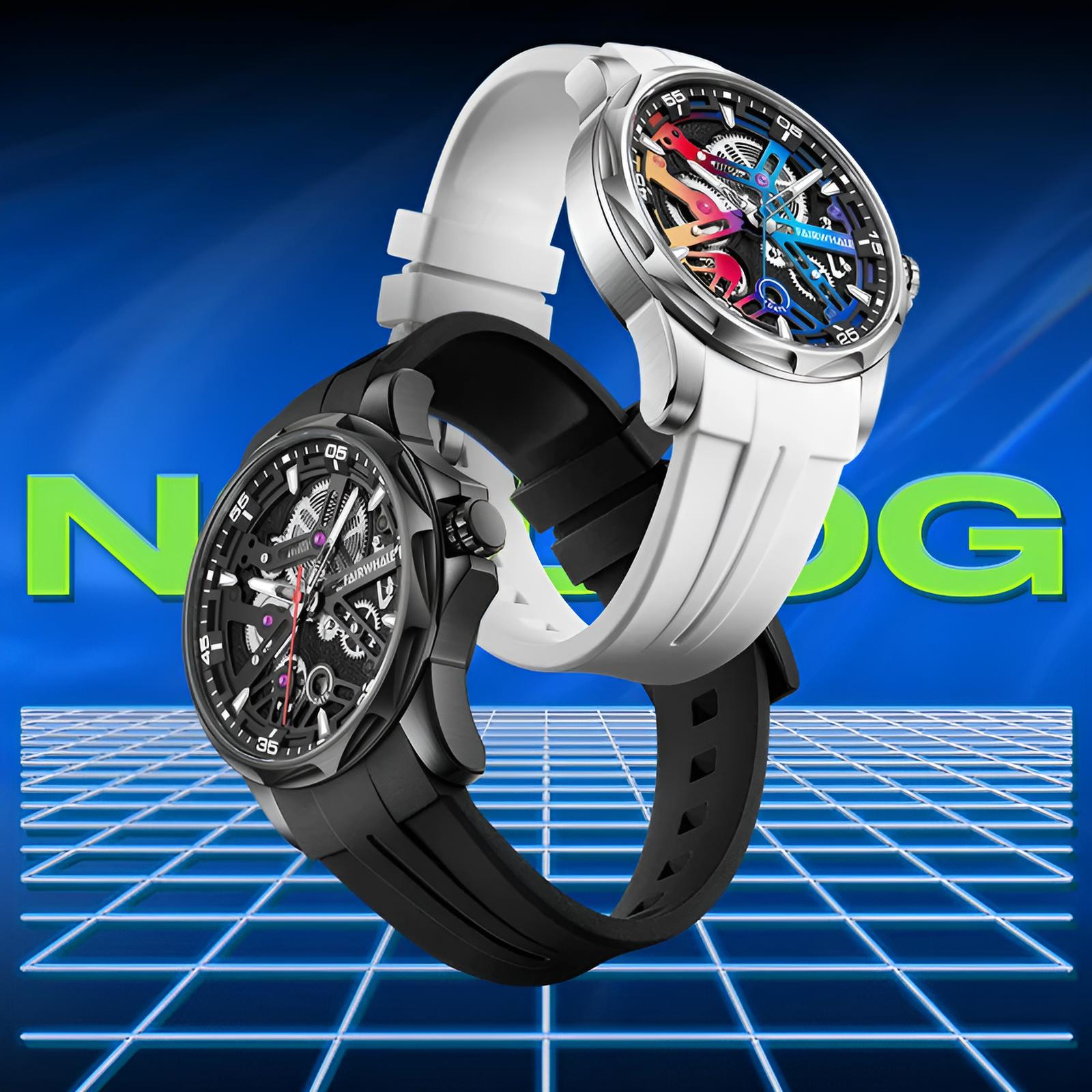 Mark Fairwhale IRIDIA Aurora Imperial- Black – Blue gradient dial automatic watch for men, lumin
