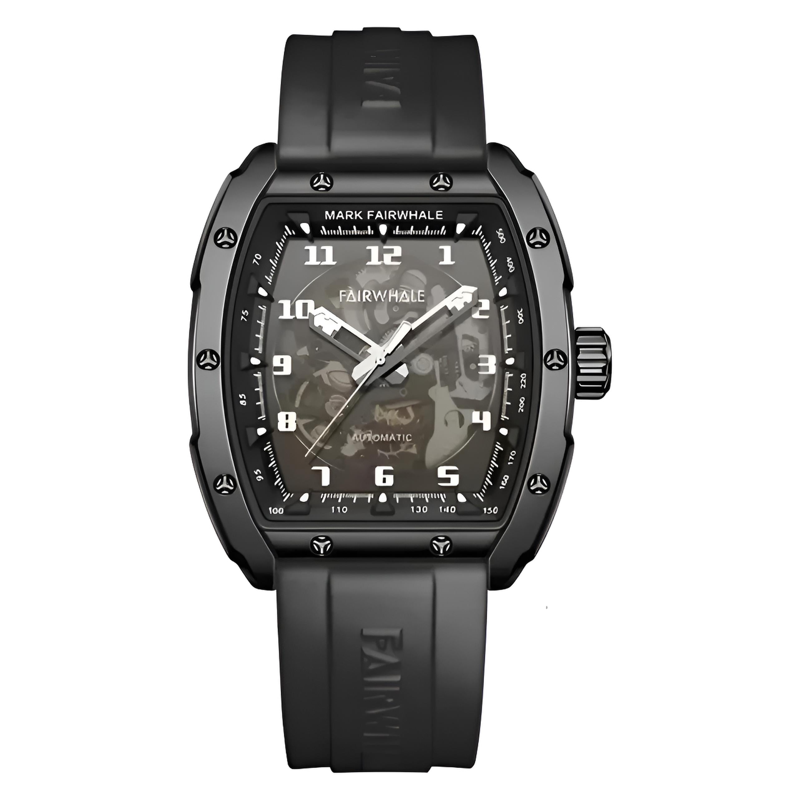 Mark Fairwhale KINETRA Stealth Drive – Black ion-plated automatic sport watch for men, minimalist dark dial with high visibility