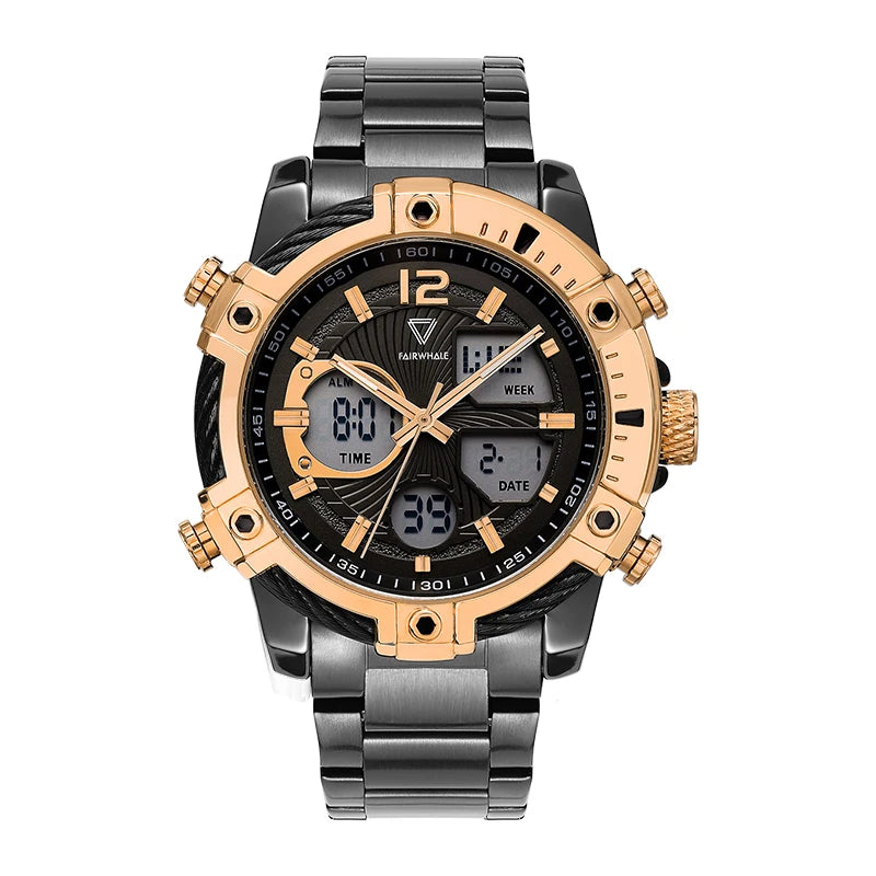 Mark Fairwhale TECTRON Shadow Dune black beige digital analog watch, 48mm men&