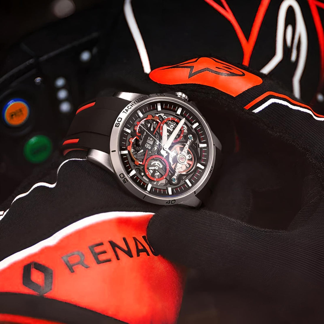 Mark Fairwhale THERION Crimson Pulse – Red-accent automatic watch for men with calendar display and luminous hands