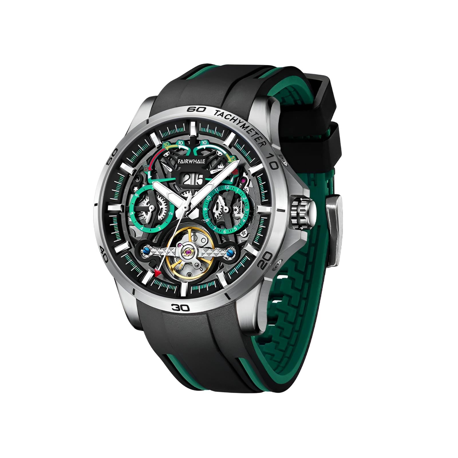 Mark Fairwhale THERION Forest Steel Drive – Gunmetal stainless steel automatic watch for men with luminous display and 30m water resistance
