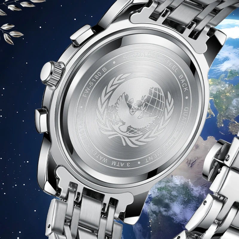 Mark Fairwhale TRINOMA 5180 quartz watch stainless steel caseback with engraved logo