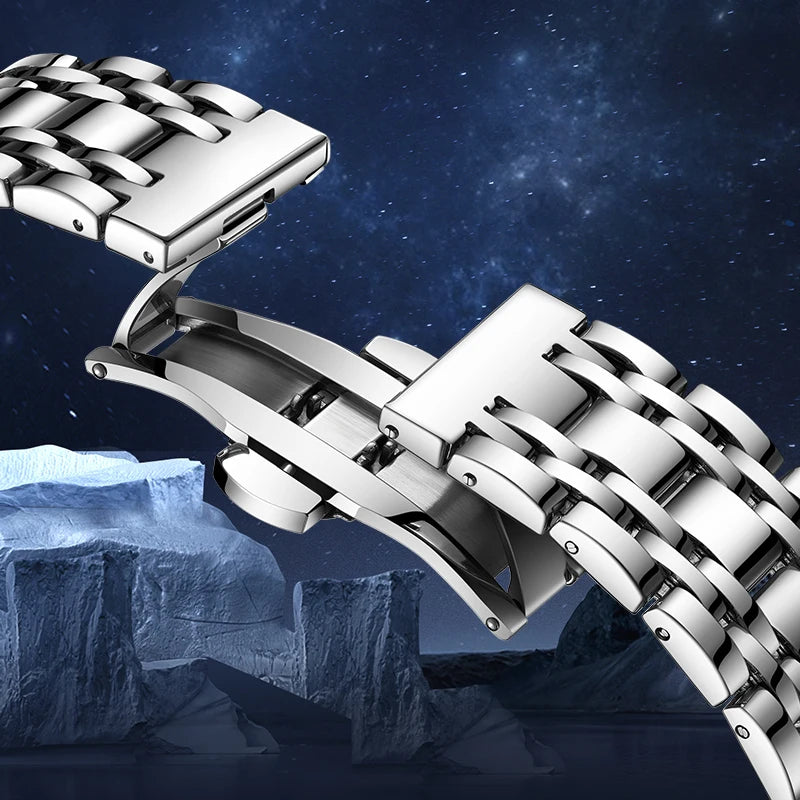 Mark Fairwhale TRINOMA 5180 quartz watch stainless steel bracelet with folding clasp