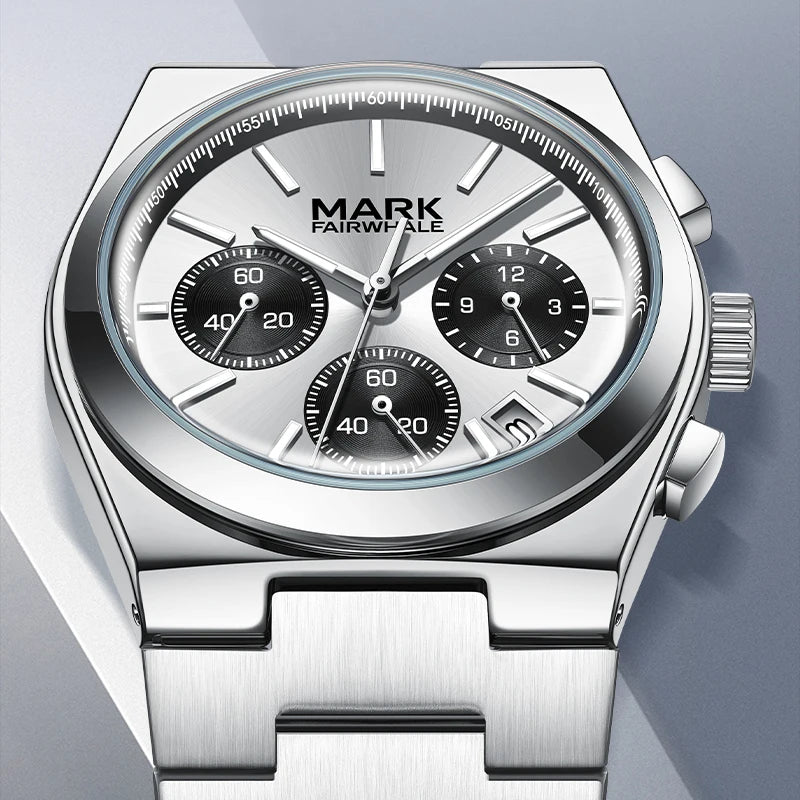Mark Fairwhale chronograph quartz watch 5170 CORDAX silver dial