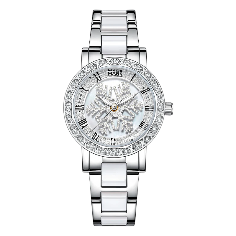 Silver watch with detailed face on a white background