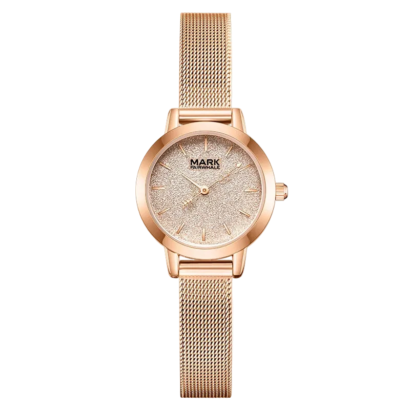 Women’s Quartz Watch in rose gold with slim round case and minimalist dial