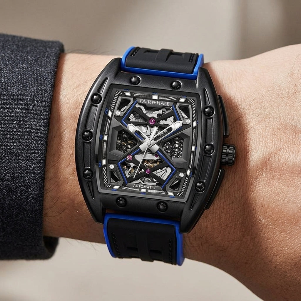 Mark Fairwhale Galaxion Watch - wristshot, luxury, close-up, modern