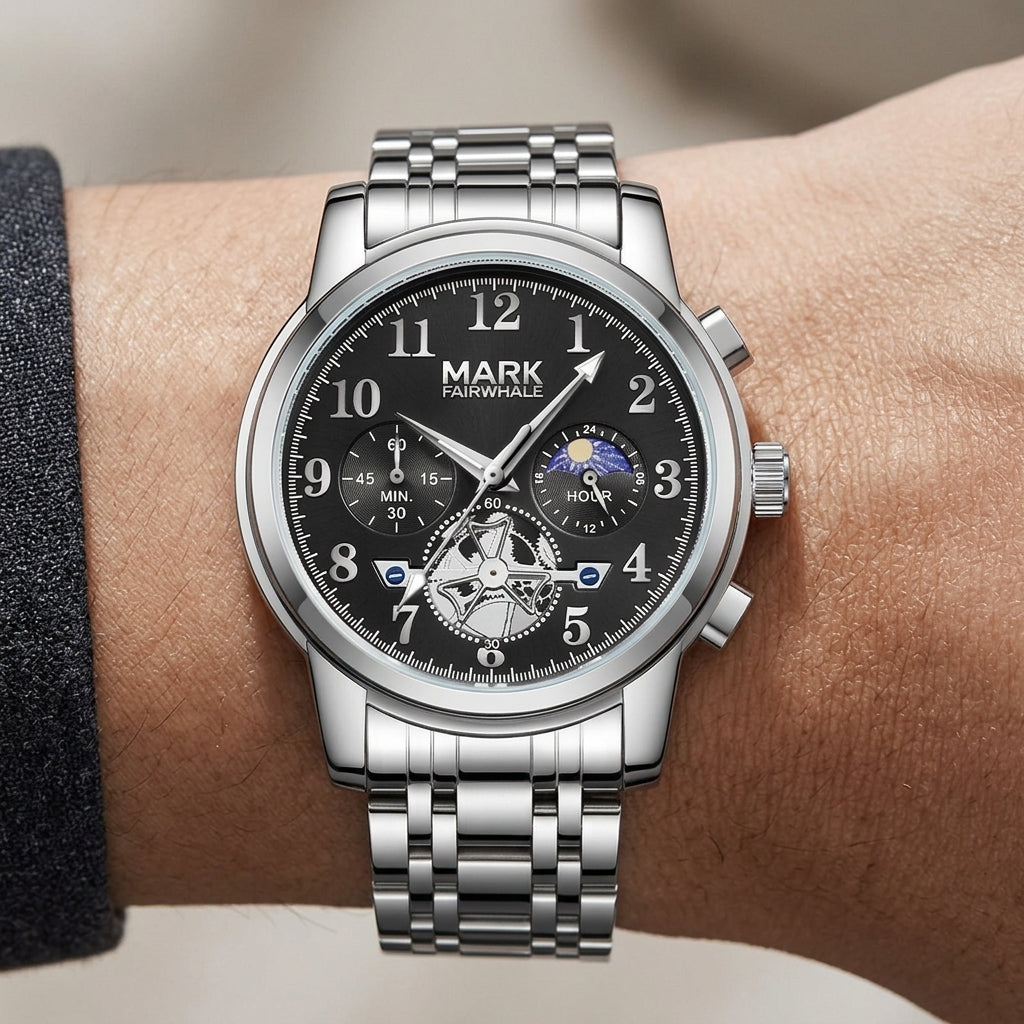 MARK FAIRWHALE FW-5059 Ma - luxury watch close-up, wrist shot, modern design