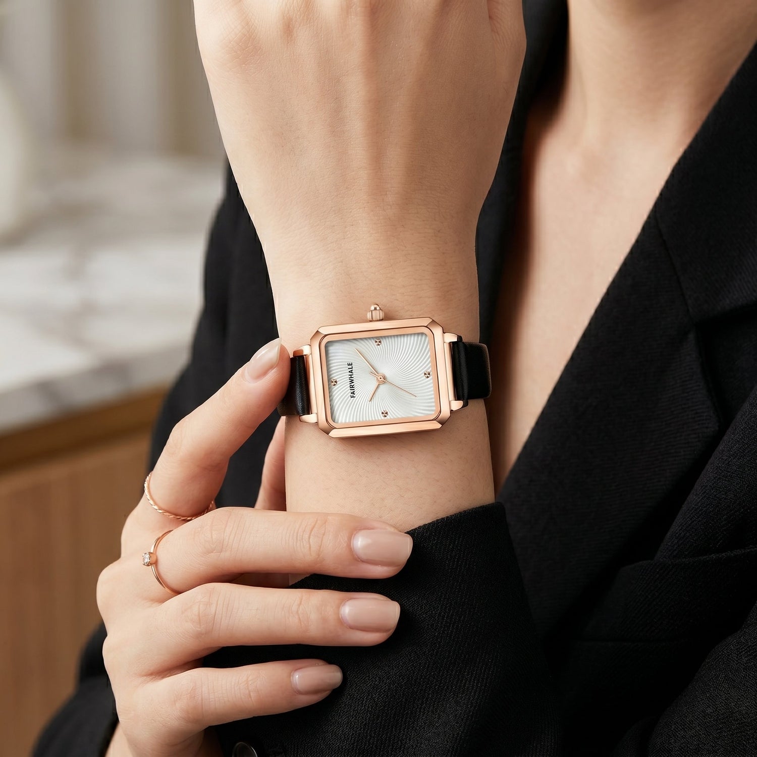 dress watches for women The Watch: Rose Gold Case / White Dial / Milk Leather 3Bar Style Business Watches for Women -