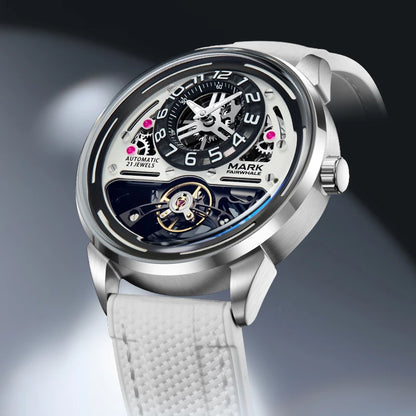 Automatic Mechanical Watch crown and case finishing close-up
