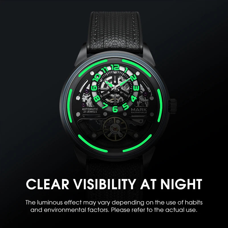 Automatic Mechanical Watch luminous dial visibility at night