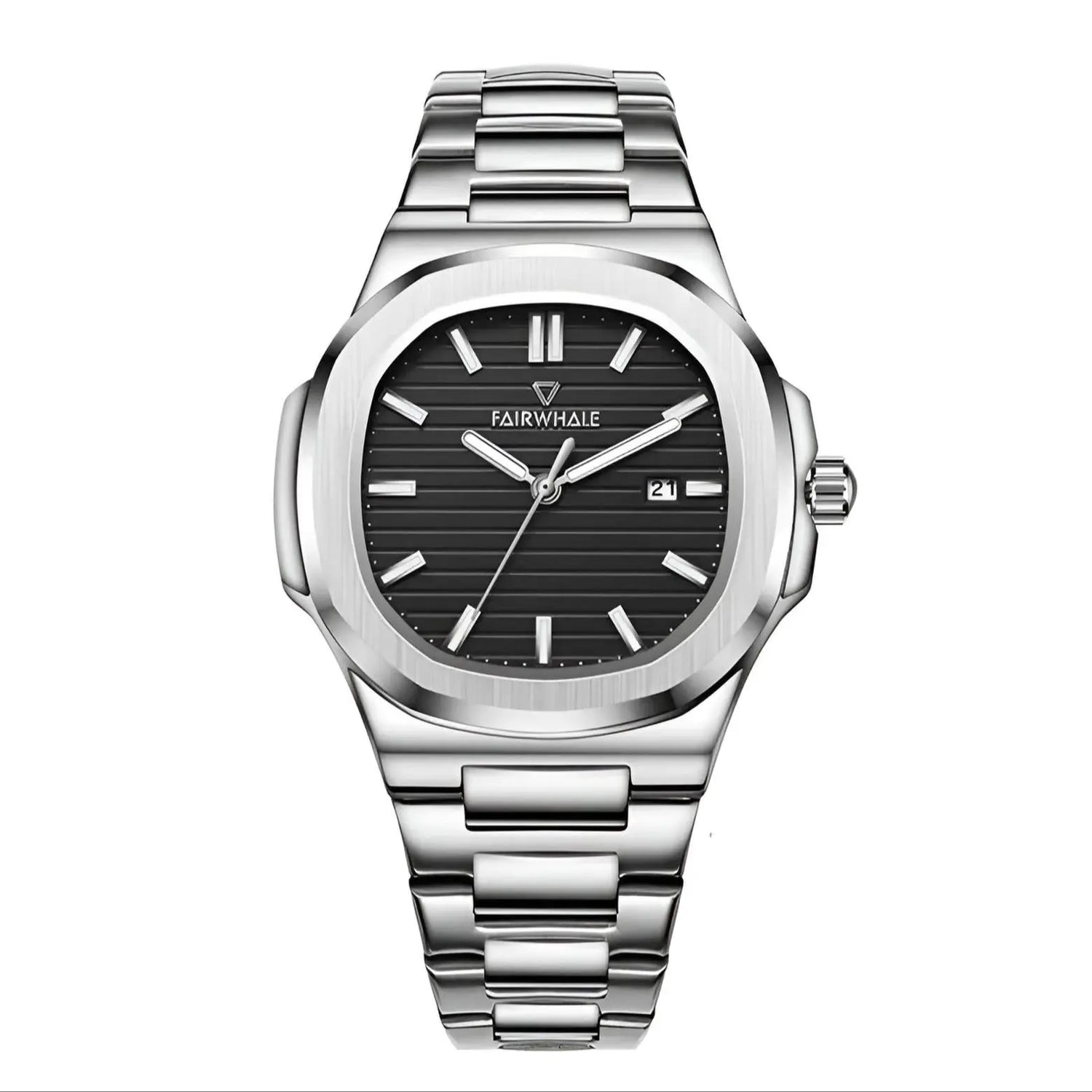Back view of Men’s luminous waterproof watch stainless steel clasp