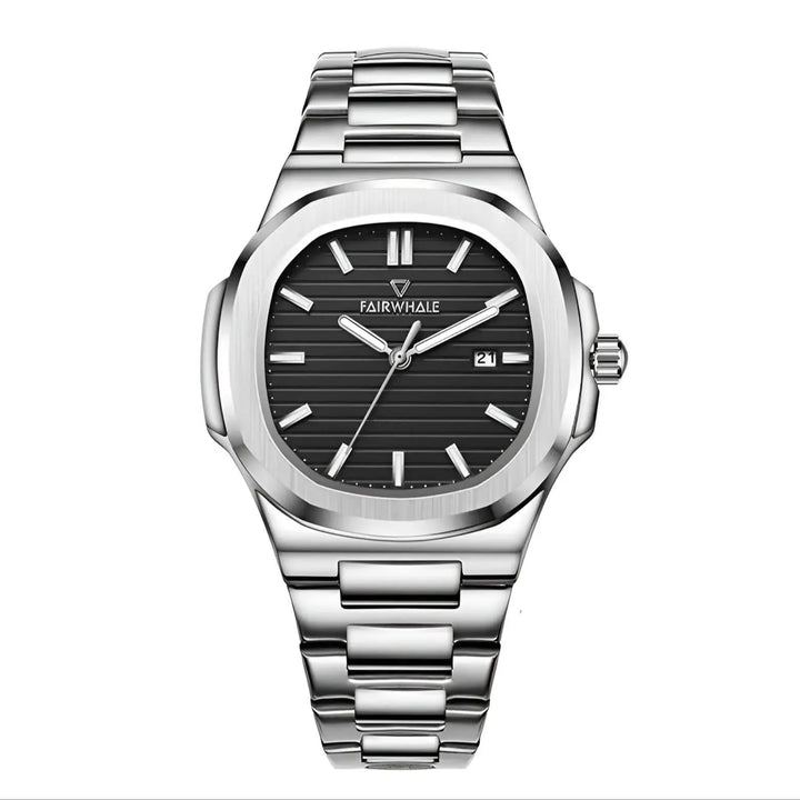 Back view of Men’s luminous waterproof watch stainless steel clasp