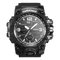 Black Fairwhale watch with digital and analog display on a white background
