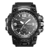 Black Fairwhale watch with digital and analog display on a white background