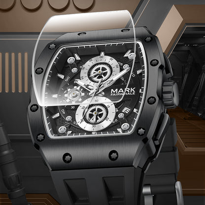 Black Mark Fairwhale TONIX tonneau chronograph sports watch with luminous details