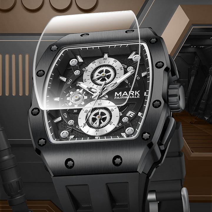 Black Mark Fairwhale TONIX tonneau chronograph sports watch with luminous details
