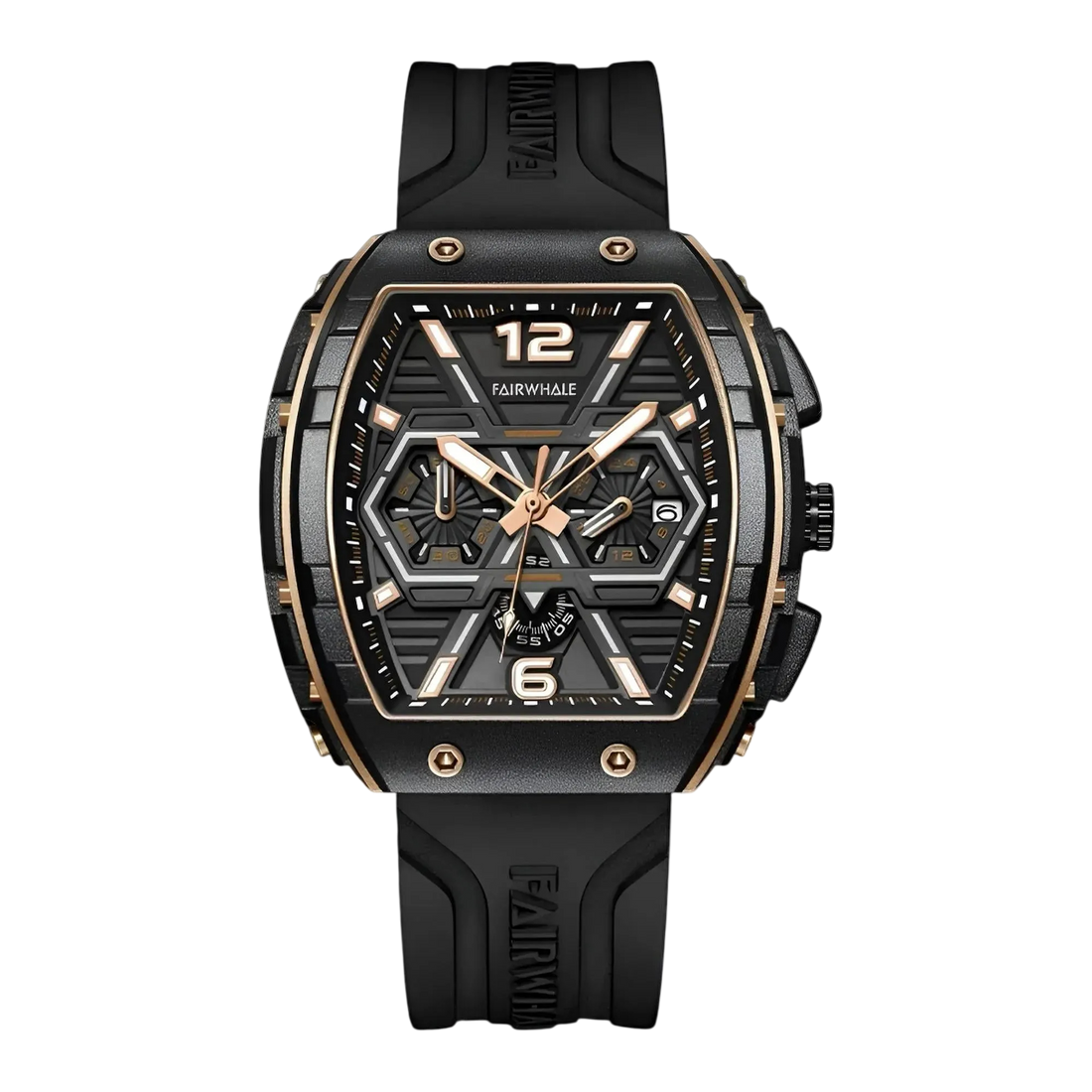 Black and gold watch with &