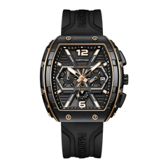 Black and gold watch with 'Fairwhale' branding on a black background
