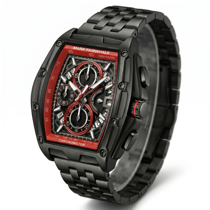 Black and red watch with &