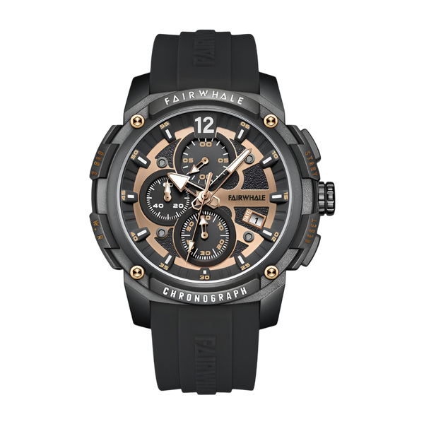 Mark Fairwhale FW-4360 REFUSIO - Men’s Sport Chronograph Watch with Silicone Strap - Black
