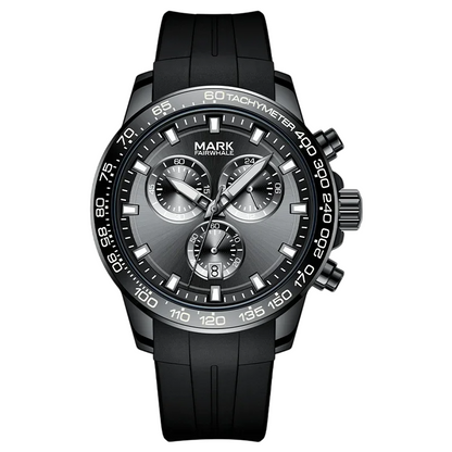 Black silicone strap version of Mark Fairwhale 5016 NOVEXA chronograph watch.