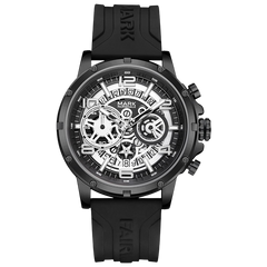 Black watch with visible brand name on a white background
