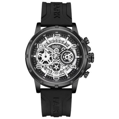 Black watch with visible brand name on a white background