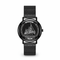 Black watch with a detailed face on a white background