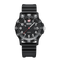 Black watch with a white face on a white background