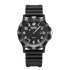 Black watch with a white face on a white background