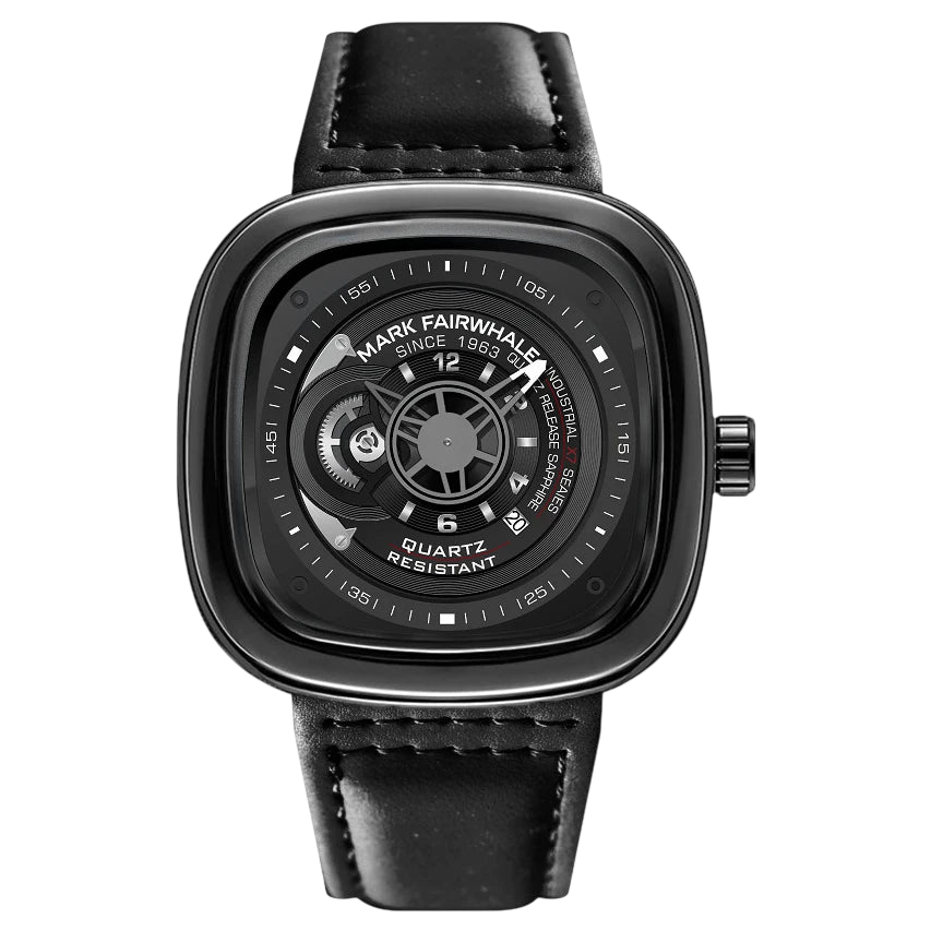 Black watch with visible brand name on a white background