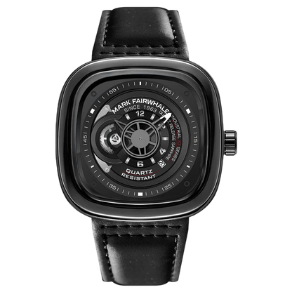 Black watch with visible brand name on a white background