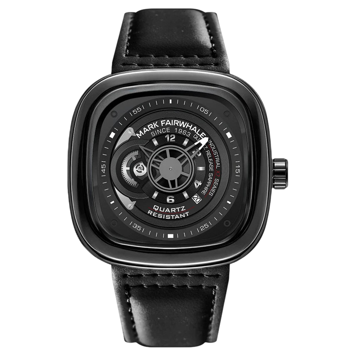 Black watch with visible brand name on a white background