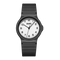 Black watch with white face on a white background