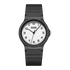Black watch with white face on a white background