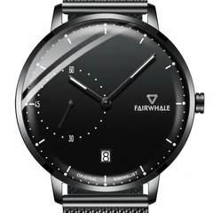 Black wristwatch with 'FAIRWHALE' brand on a white background