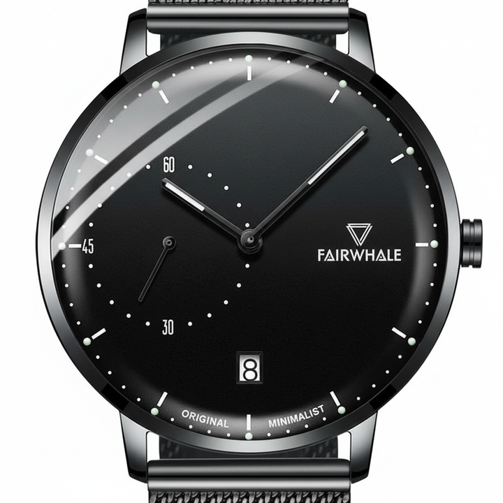 Black wristwatch with &