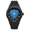 Black wristwatch with blue face and 'FAIRWHALE' branding on a white background