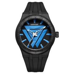 Mark Fairwhale 5680 ELIAN - black, blue triangle dial, black silicone strap