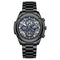 Mark Fairwhale FW-5049 Me - Black chronograph watch, stainless steel band, white and blue dial