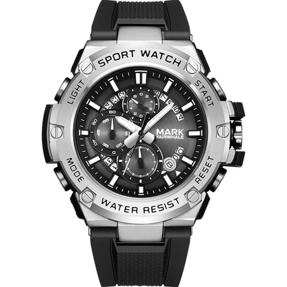 Chronograph watch for men Mark Fairwhale FW-5034 front view black dial