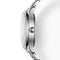 Close-up of a silver watch on a white background