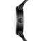 Close-up of a black smartwatch on a white background